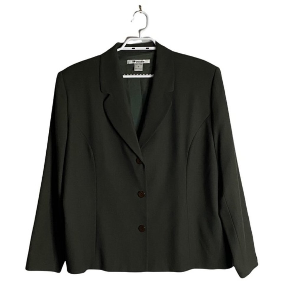 Nygard Collection Petites Olive Green Button Front Wool Blazer